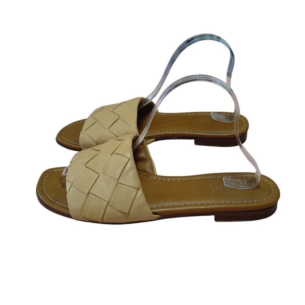 J. McLaughlin Women's Size 11 Agnes Woven Leather Slide Sandals Tan Neutral